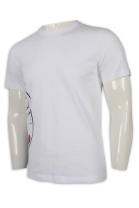 T963 設計個性圓領T恤 網上下單短袖T恤 100％棉 面家 食店 T恤供應商    白色